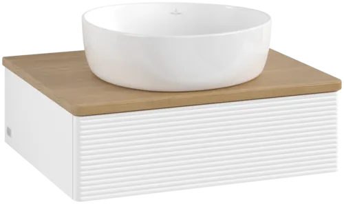 Bild von VILLEROY BOCH Antao Waschbeckenunterschrank, 1 Auszug, 600 x 190 x 500 mm, Front mit Struktur, White Matt Lacquer / Honey Oak #K07111MT