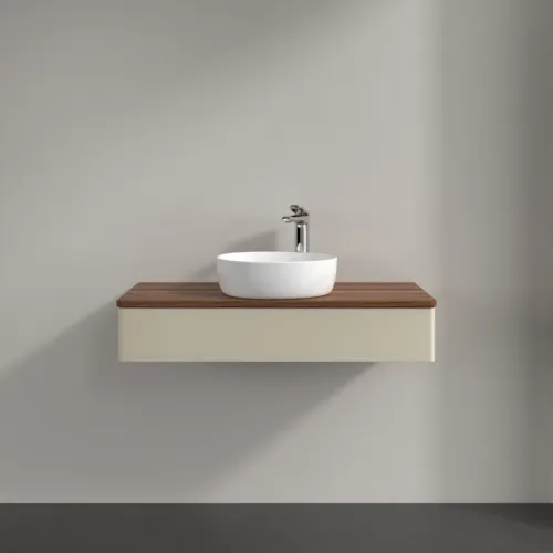 Picture of VILLEROY BOCH Antao Vanity unit, 1 pull-out compartment, 1000 x 190 x 500 mm, Front without structure, Silk Grey Matt Lacquer / Warm Walnut #K09052HJ