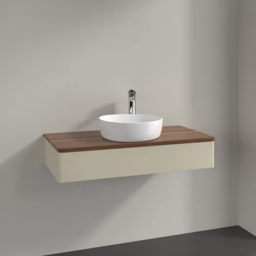 Picture of VILLEROY BOCH Antao Vanity unit, 1 pull-out compartment, 1000 x 190 x 500 mm, Front without structure, Silk Grey Matt Lacquer / Warm Walnut #K09052HJ