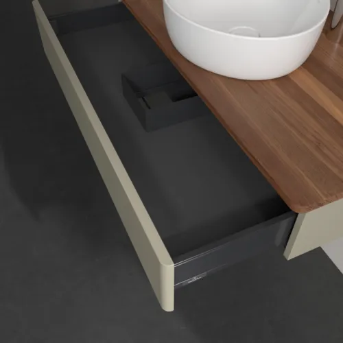 Picture of VILLEROY BOCH Antao Vanity unit, 1 pull-out compartment, 1000 x 190 x 500 mm, Front without structure, Stone Grey Matt Lacquer / Warm Walnut #K09052HK