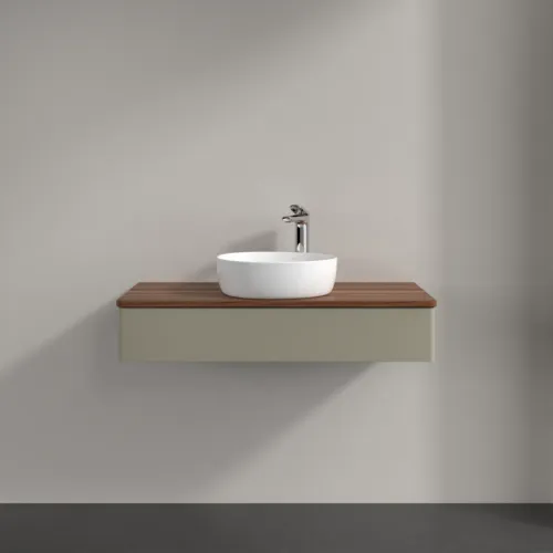 Picture of VILLEROY BOCH Antao Vanity unit, 1 pull-out compartment, 1000 x 190 x 500 mm, Front without structure, Stone Grey Matt Lacquer / Warm Walnut #K09052HK