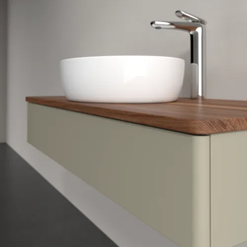 Picture of VILLEROY BOCH Antao Vanity unit, 1 pull-out compartment, 1000 x 190 x 500 mm, Front without structure, Stone Grey Matt Lacquer / Warm Walnut #K09052HK