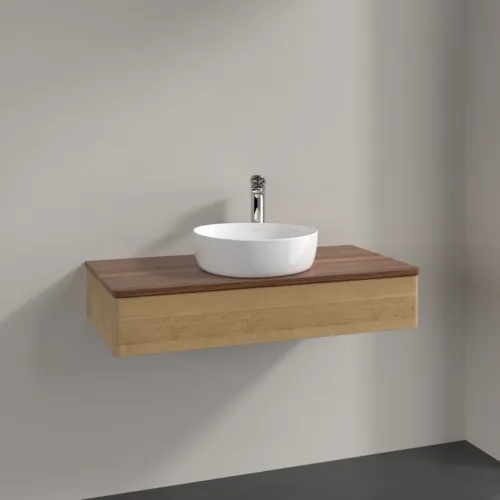 Bild von VILLEROY BOCH Antao Waschbeckenunterschrank, 1 Auszug, 1000 x 190 x 500 mm, Front ohne Struktur, Honey Oak / Warm Walnut #K09052HN