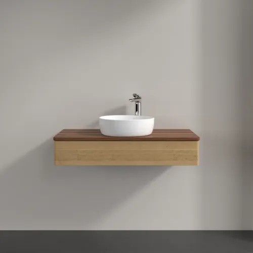 Bild von VILLEROY BOCH Antao Waschbeckenunterschrank, 1 Auszug, 1000 x 190 x 500 mm, Front ohne Struktur, Honey Oak / Warm Walnut #K09052HN