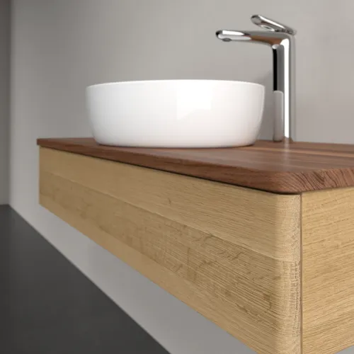 Bild von VILLEROY BOCH Antao Waschbeckenunterschrank, 1 Auszug, 1000 x 190 x 500 mm, Front ohne Struktur, Honey Oak / Warm Walnut #K09052HN