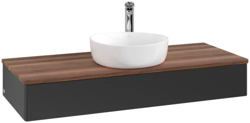 Bild von VILLEROY BOCH Antao Waschbeckenunterschrank, 1 Auszug, 1200 x 190 x 500 mm, Front ohne Struktur, Black Matt Lacquer / Warm Walnut #K10052PD