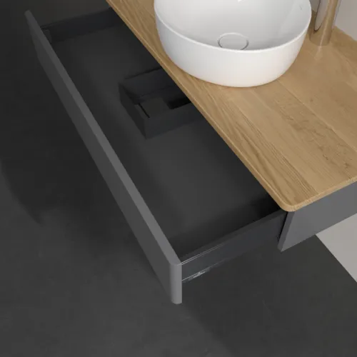 Picture of VILLEROY BOCH Antao Vanity unit, 1 pull-out compartment, 1000 x 190 x 500 mm, Front without structure, Anthracite Matt Lacquer / Honey Oak #K09051GK