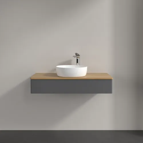 Picture of VILLEROY BOCH Antao Vanity unit, 1 pull-out compartment, 1000 x 190 x 500 mm, Front without structure, Anthracite Matt Lacquer / Honey Oak #K09051GK