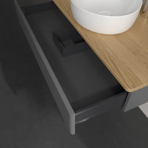 Picture of VILLEROY BOCH Antao Vanity unit, 1 pull-out compartment, 1000 x 190 x 500 mm, Front without structure, Anthracite Matt Lacquer / Honey Oak #K09051GK