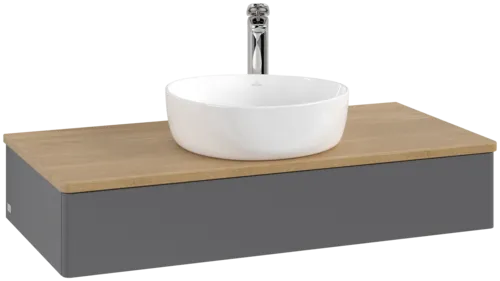 Picture of VILLEROY BOCH Antao Vanity unit, 1 pull-out compartment, 1000 x 190 x 500 mm, Front without structure, Anthracite Matt Lacquer / Honey Oak #K09051GK