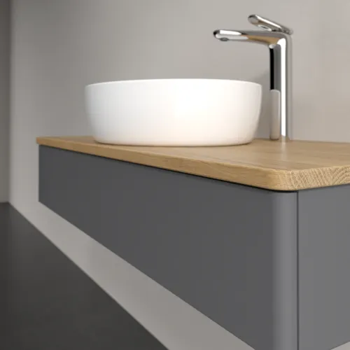 Picture of VILLEROY BOCH Antao Vanity unit, 1 pull-out compartment, 1000 x 190 x 500 mm, Front without structure, Anthracite Matt Lacquer / Honey Oak #K09051GK