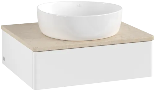 Bild von VILLEROY BOCH Antao Waschbeckenunterschrank, 1 Auszug, 600 x 190 x 500 mm, Front ohne Struktur, White Matt Lacquer / Botticino #K07013MT