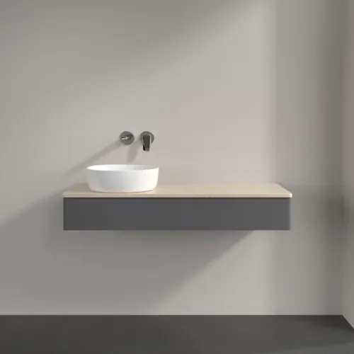 Obrázek VILLEROY BOCH Antao Vanity unit, 1 pull-out compartment, 1200 x 190 x 500 mm, Front without structure, Anthracite Matt Lacquer / Botticino #K11013GK