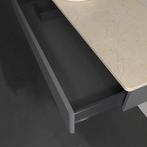 Obrázek VILLEROY BOCH Antao Vanity unit, 1 pull-out compartment, 1200 x 190 x 500 mm, Front without structure, Anthracite Matt Lacquer / Botticino #K11013GK