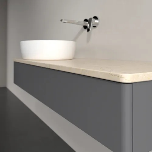 Obrázek VILLEROY BOCH Antao Vanity unit, 1 pull-out compartment, 1200 x 190 x 500 mm, Front without structure, Anthracite Matt Lacquer / Botticino #K11013GK