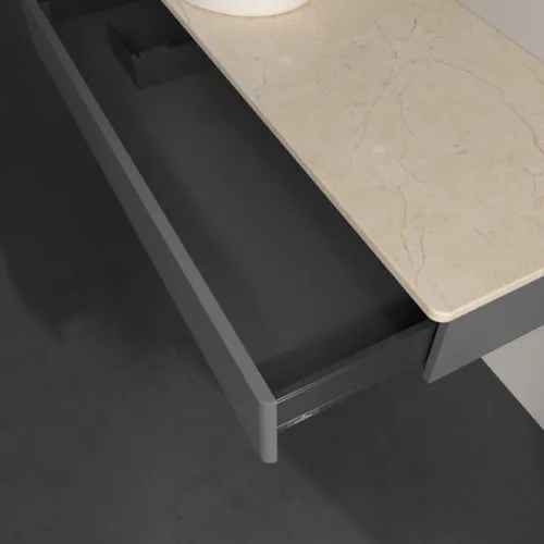 Obrázek VILLEROY BOCH Antao Vanity unit, 1 pull-out compartment, 1200 x 190 x 500 mm, Front without structure, Anthracite Matt Lacquer / Botticino #K11013GK