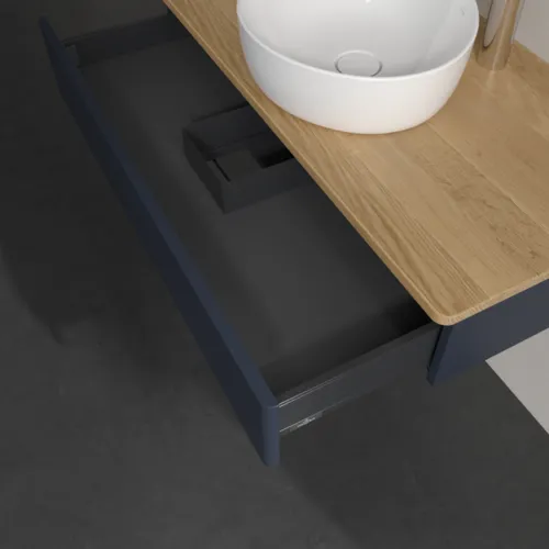 Obrázek VILLEROY BOCH Toaletní skříňka Antao, 1 zásuvka, 1000 x 190 x 500 mm, přední strana bez konstrukce, Midnight Blue Matt Lacquer / Honey Oak #K09051HG