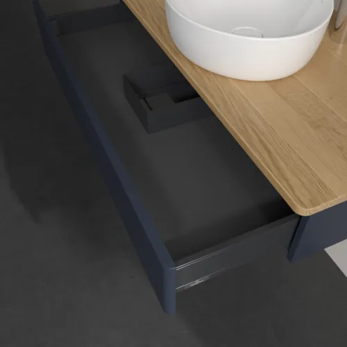 Obrázek VILLEROY BOCH Toaletní skříňka Antao, 1 zásuvka, 1000 x 190 x 500 mm, přední strana bez konstrukce, Midnight Blue Matt Lacquer / Honey Oak #K09051HG