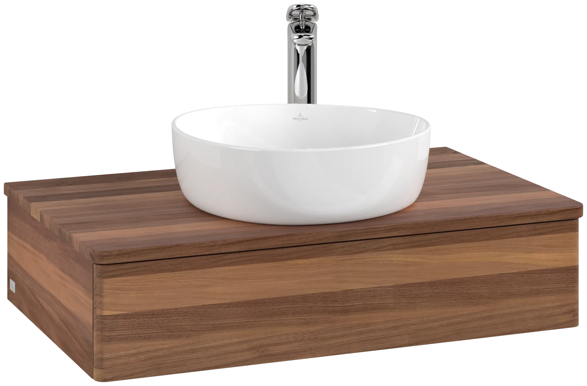 Bild von VILLEROY BOCH Antao Waschbeckenunterschrank, 1 Auszug, 800 x 190 x 500 mm, Front ohne Struktur, Warm Walnut / Warm Walnut #K08052HM