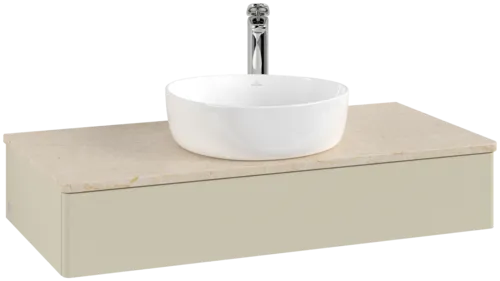 Bild von VILLEROY BOCH Antao Waschbeckenunterschrank, 1 Auszug, 1000 x 190 x 500 mm, Front ohne Struktur, Silk Grey Matt Lacquer / Botticino #K09053HJ