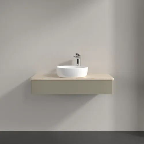 Bild von VILLEROY BOCH Antao Waschbeckenunterschrank, 1 Auszug, 1000 x 190 x 500 mm, Front ohne Struktur, Stone Grey Matt Lacquer / Botticino #K09053HK