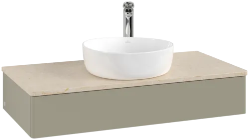 Bild von VILLEROY BOCH Antao Waschbeckenunterschrank, 1 Auszug, 1000 x 190 x 500 mm, Front ohne Struktur, Stone Grey Matt Lacquer / Botticino #K09053HK