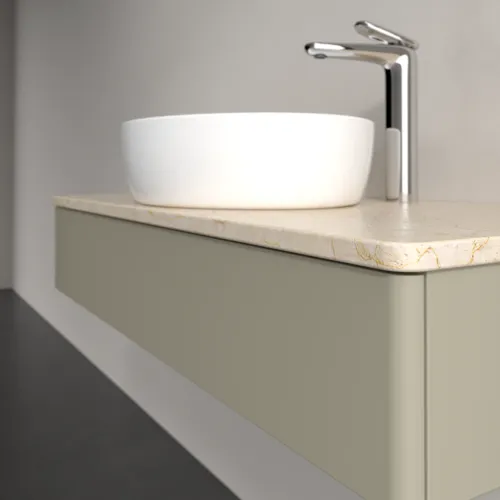 Bild von VILLEROY BOCH Antao Waschbeckenunterschrank, 1 Auszug, 1000 x 190 x 500 mm, Front ohne Struktur, Stone Grey Matt Lacquer / Botticino #K09053HK
