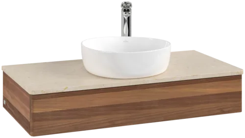 Bild von VILLEROY BOCH Antao Waschbeckenunterschrank, 1 Auszug, 1000 x 190 x 500 mm, Front ohne Struktur, Warm Walnut / Botticino #K09053HM