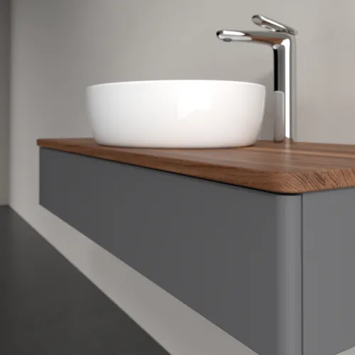 Bild von VILLEROY BOCH Antao Waschbeckenunterschrank, 1 Auszug, 1000 x 190 x 500 mm, Front ohne Struktur, Anthracite Matt Lacquer / Warm Walnut #K09052GK
