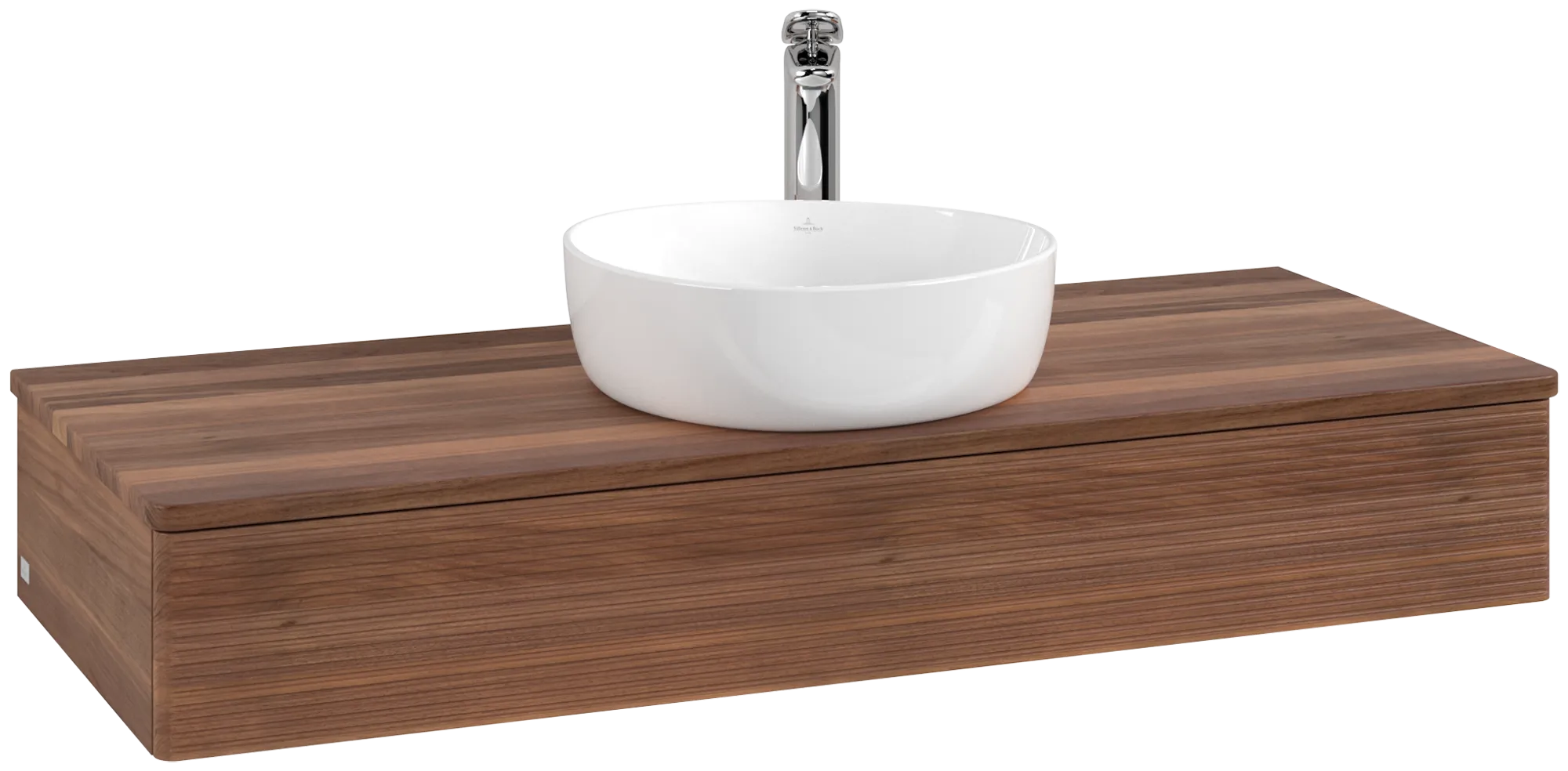 Bild von VILLEROY BOCH Antao Waschbeckenunterschrank, 1 Auszug, 1200 x 190 x 500 mm, Front mit Struktur, Warm Walnut / Warm Walnut #K10152HM