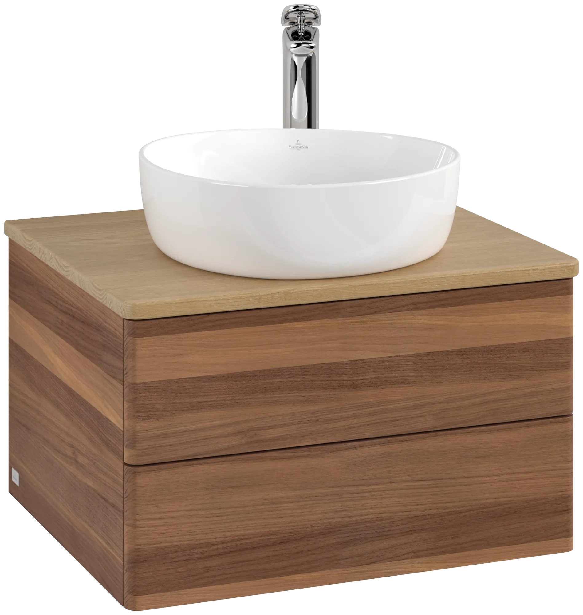 Bild von VILLEROY BOCH Antao Waschbeckenunterschrank, 2 Auszüge, 600 x 360 x 500 mm, Front ohne Struktur, Warm Walnut / Honey Oak #K18051HM