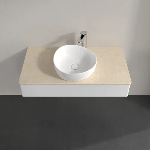Obrázek VILLEROY BOCH Toaletní stolek Antao, 1 zásuvka, 1000 x 190 x 500 mm, přední strana bez konstrukce, lesklý bílý lak / Botticino #K09053GF