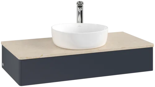 Picture of VILLEROY BOCH Antao Vanity unit, 1 pull-out compartment, 1000 x 190 x 500 mm, Front without structure, Midnight Blue Matt Lacquer / Botticino #K09053HG