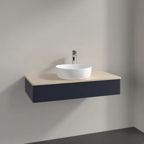 Bild von VILLEROY BOCH Antao Waschbeckenunterschrank, 1 Auszug, 1000 x 190 x 500 mm, Front ohne Struktur, Midnight Blue Matt Lacquer / Botticino #K09053HG