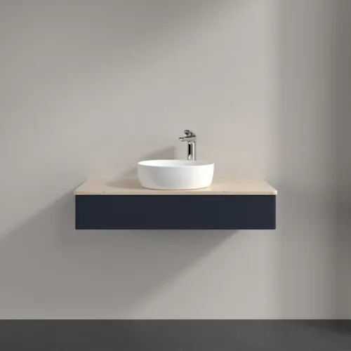 Bild von VILLEROY BOCH Antao Waschbeckenunterschrank, 1 Auszug, 1000 x 190 x 500 mm, Front ohne Struktur, Midnight Blue Matt Lacquer / Botticino #K09053HG