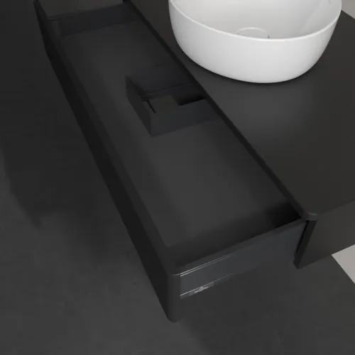 Bild von VILLEROY BOCH Antao Waschbeckenunterschrank, 1 Auszug, 1000 x 190 x 500 mm, Front mit Struktur, Black Matt Lacquer / Black Matt Lacquer #K09110PD