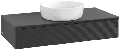 Bild von VILLEROY BOCH Antao Waschbeckenunterschrank, 1 Auszug, 1000 x 190 x 500 mm, Front mit Struktur, Black Matt Lacquer / Black Matt Lacquer #K09110PD