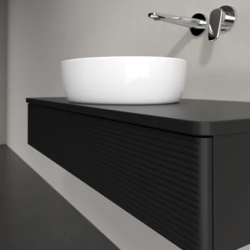 Bild von VILLEROY BOCH Antao Waschbeckenunterschrank, 1 Auszug, 1000 x 190 x 500 mm, Front mit Struktur, Black Matt Lacquer / Black Matt Lacquer #K09110PD
