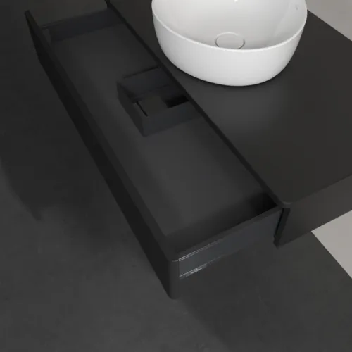 Bild von VILLEROY BOCH Antao Waschbeckenunterschrank, 1 Auszug, 1000 x 190 x 500 mm, Front mit Struktur, Black Matt Lacquer / Black Matt Lacquer #K09110PD