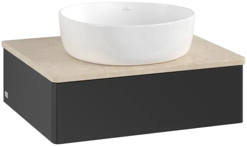 Bild von VILLEROY BOCH Antao Waschbeckenunterschrank, 1 Auszug, 600 x 190 x 500 mm, Front ohne Struktur, Black Matt Lacquer / Botticino #K07013PD