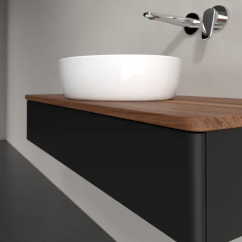 Picture of VILLEROY BOCH Antao Vanity unit, 1 pull-out compartment, 1000 x 190 x 500 mm, Front without structure, Black Matt Lacquer / Warm Walnut #K09012PD