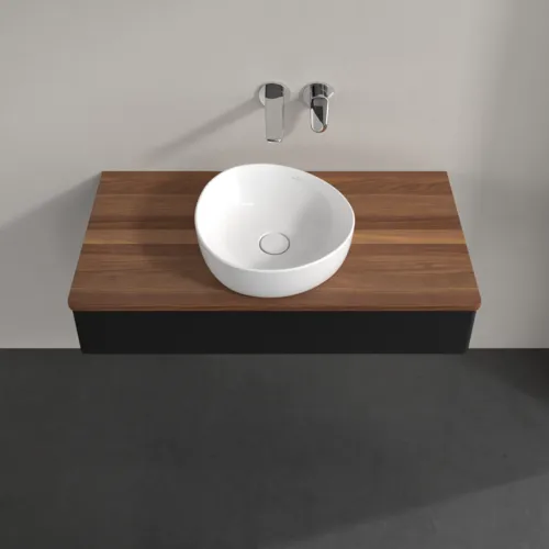 Picture of VILLEROY BOCH Antao Vanity unit, 1 pull-out compartment, 1000 x 190 x 500 mm, Front without structure, Black Matt Lacquer / Warm Walnut #K09012PD