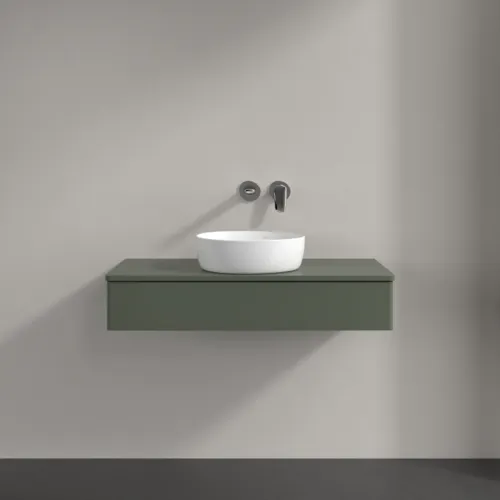 Obrázek VILLEROY BOCH Toaletní stolek Antao, 1 zásuvka, 1000 x 190 x 500 mm, přední strana bez konstrukce, listově zelený matný lak / listově zelený matný lak #K09010HL