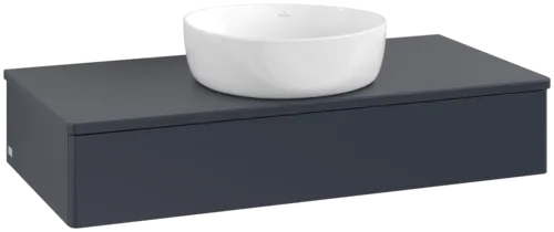 Obrázek VILLEROY BOCH Toaletní skříňka Antao, 1 zásuvka, 1000 x 190 x 500 mm, přední strana bez konstrukce, Midnight Blue Matt Lacquer / Midnight Blue Matt Lacquer #K09010HG
