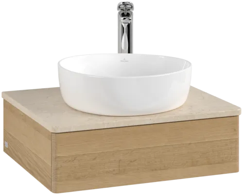 Bild von VILLEROY BOCH Antao Waschbeckenunterschrank, 1 Auszug, 600 x 190 x 500 mm, Front ohne Struktur, Honey Oak / Botticino #K07053HN