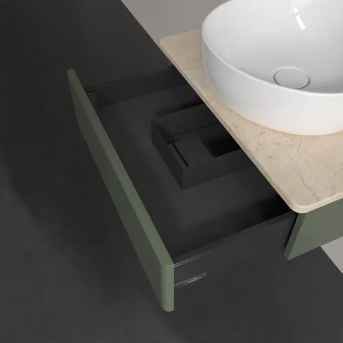 Bild von VILLEROY BOCH Antao Waschbeckenunterschrank, 1 Auszug, 600 x 190 x 500 mm, Front ohne Struktur, Leaf Green Matt Lacquer / Botticino #K07053HL