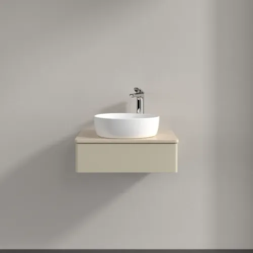 Bild von VILLEROY BOCH Antao Waschbeckenunterschrank, 1 Auszug, 600 x 190 x 500 mm, Front ohne Struktur, Silk Grey Matt Lacquer / Botticino #K07053HJ