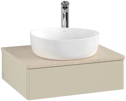 Bild von VILLEROY BOCH Antao Waschbeckenunterschrank, 1 Auszug, 600 x 190 x 500 mm, Front ohne Struktur, Silk Grey Matt Lacquer / Botticino #K07053HJ