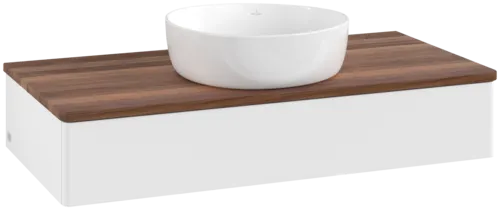 Picture of VILLEROY BOCH Antao Vanity unit, 1 pull-out compartment, 1000 x 190 x 500 mm, Front without structure, White Matt Lacquer / Warm Walnut #K09012MT