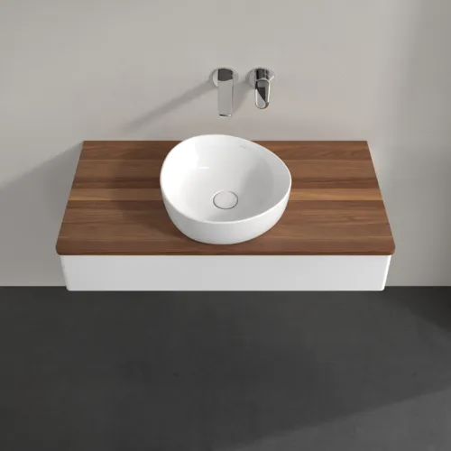 Obrázek VILLEROY BOCH Toaletní skříňka Antao, 1 zásuvka, 1000 x 190 x 500 mm, přední strana bez konstrukce, bílý matný lak / teplý ořech #K09012MT